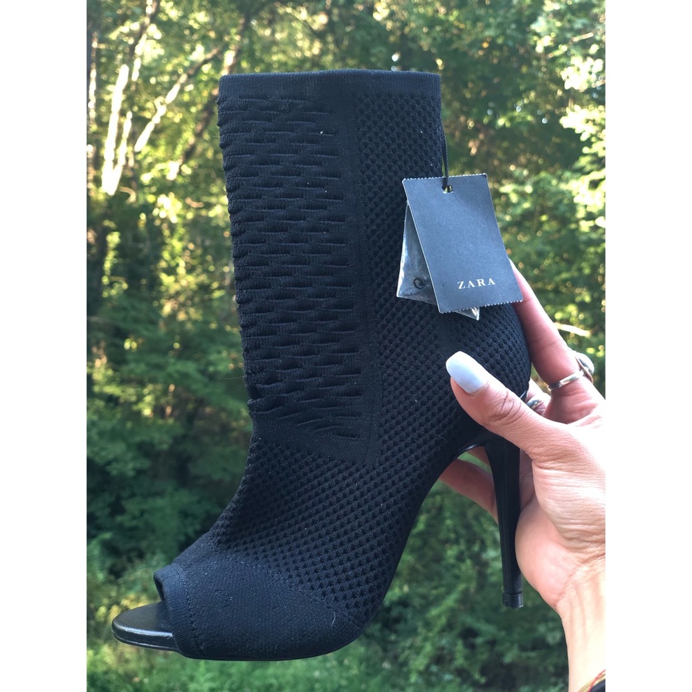 Zara Peep toe sock ankle boots